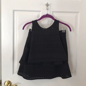 Free People Black Crop Top and Skirt Set